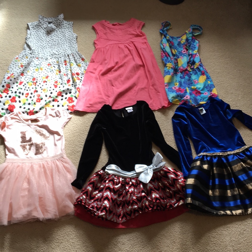 6- girls 6-6/7 dresses Christmas, unicorns, spring